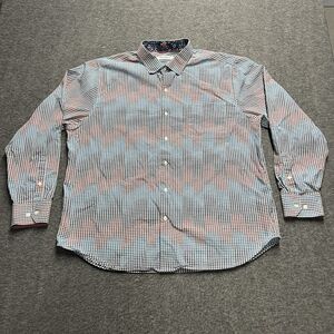 Tommy Bahama Button-Up Long Sleeve Shirt Men's XL Blue & Red Check Pima Cotton